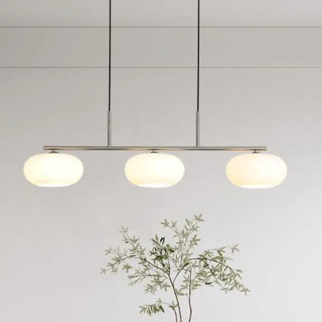 Three-Light White Glass LED Kitchen Pendant Light - Clowas
