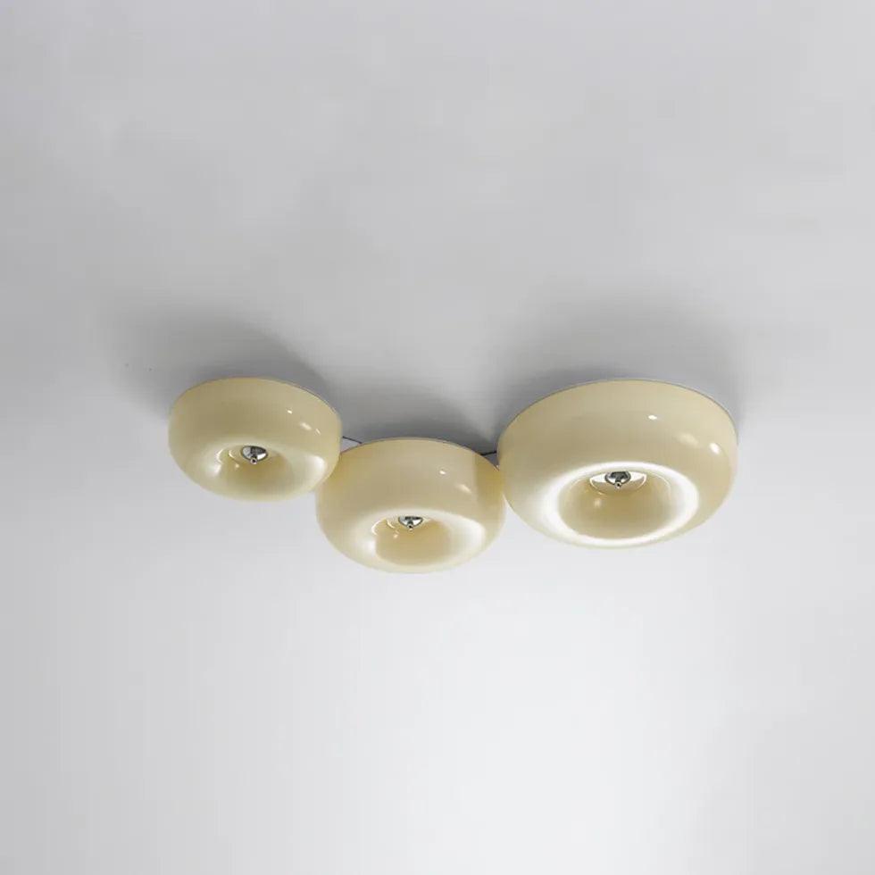 Light Yellow Circular Glass Flush Mount Ceiling Light - Clowas