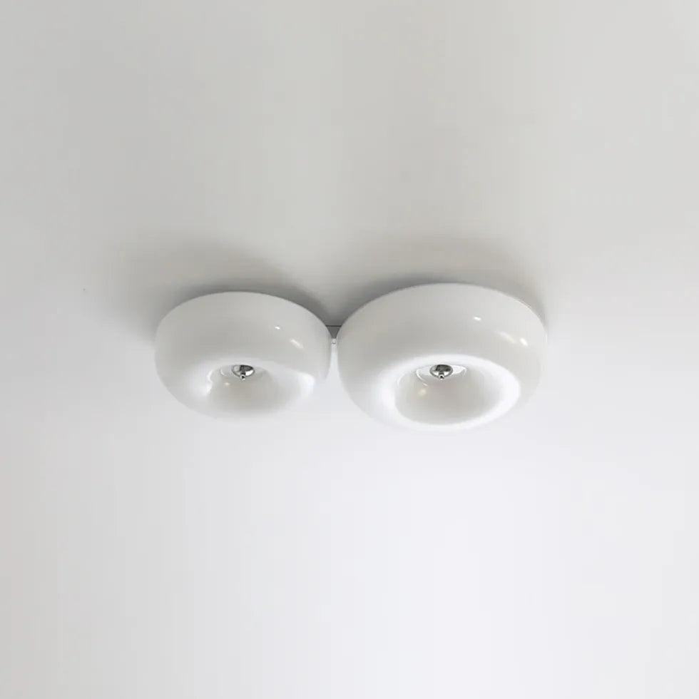 Light Yellow Circular Glass Flush Mount Ceiling Light - Clowas