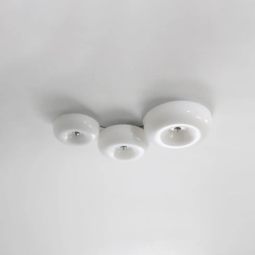 Light Yellow Circular Glass Flush Mount Ceiling Light - Clowas
