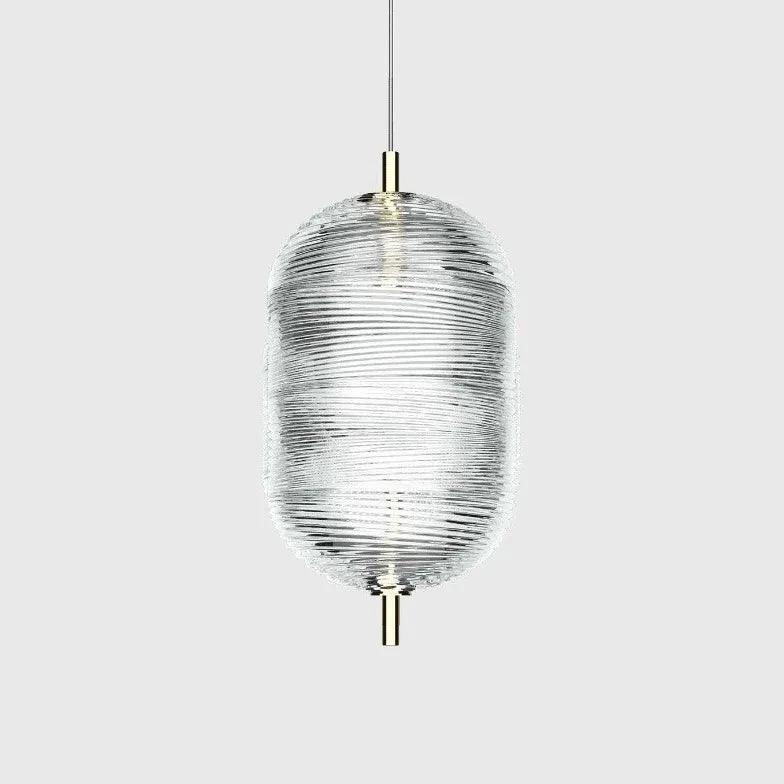 Clear Ribbed Glass Industrial Pendant Light - Clowas