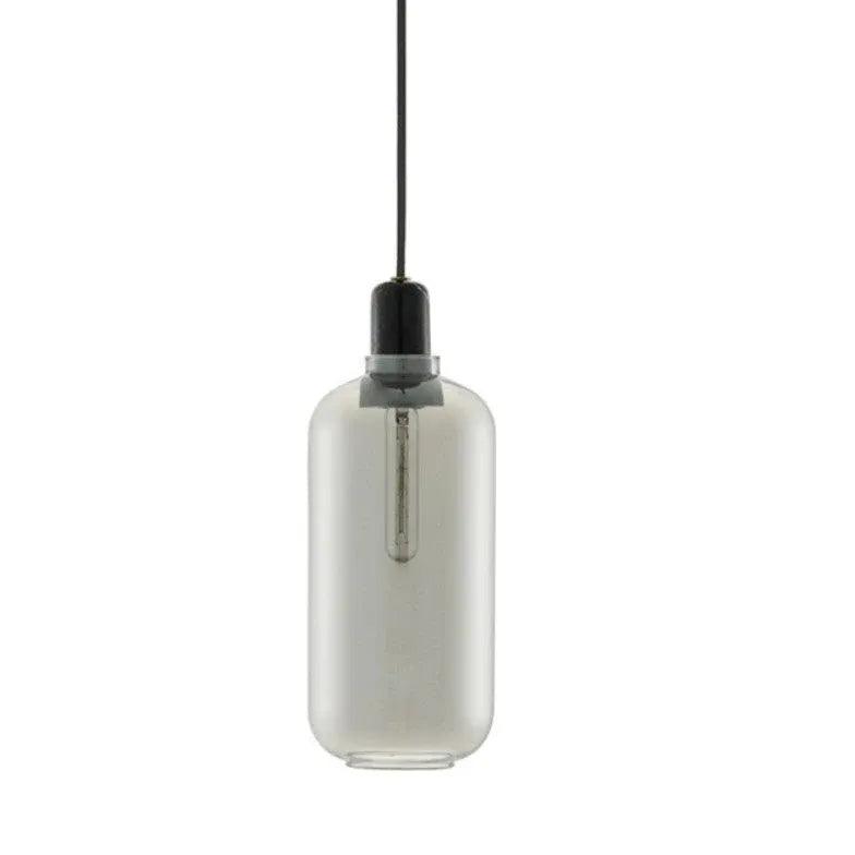 Smoke Grey Transparent Glass Cylindrical Pendant Light - Clowas
