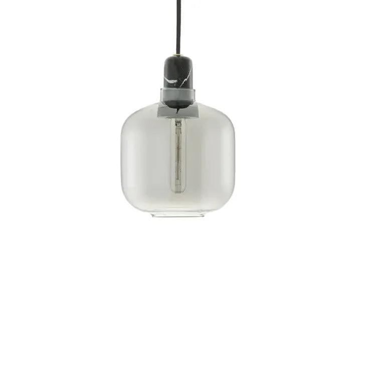 Smoke Grey Transparent Glass Cylindrical Pendant Light - Clowas