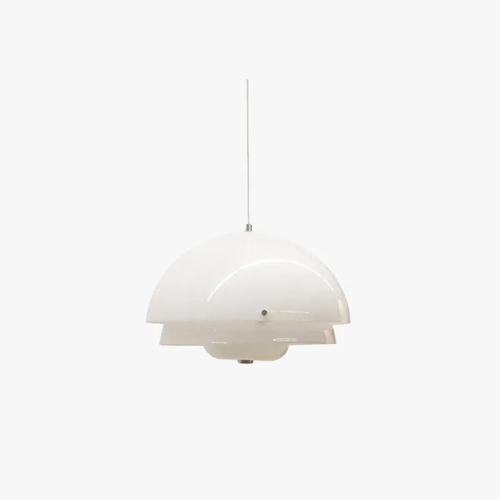 White Glass Hemisphere Living Room Pendant Light - Clowas