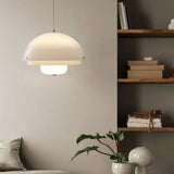 White Glass Hemisphere Living Room Pendant Light - Clowas