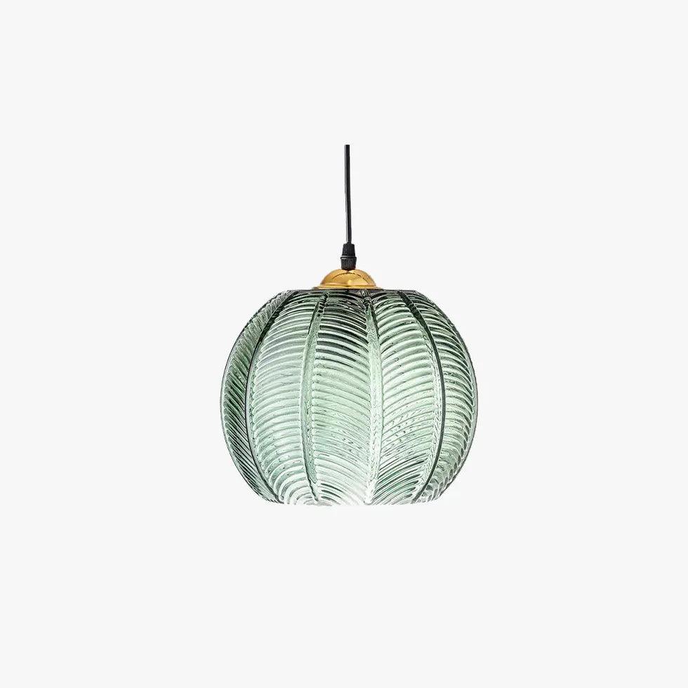 Engraved Pattern Green Glass Vintage Pendant Light - Clowas