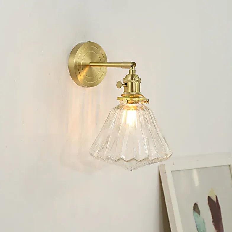 Transparent glass Vintage Gold Wall Lights - Clowas