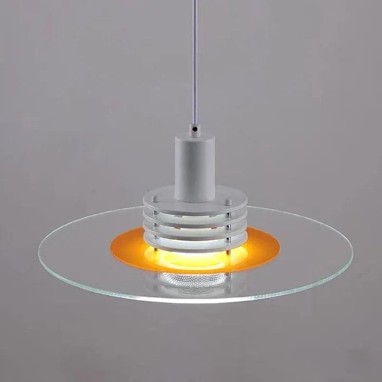 Round Transparent Glass Panel Modern Pendant Light - Clowas