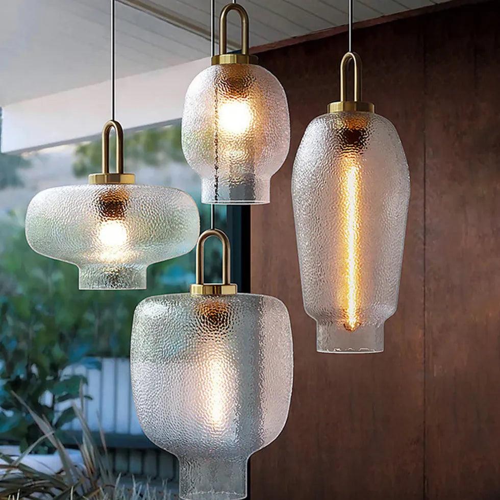 Irregular Shaped Clear Glass Vintage Pendant Light - Clowas