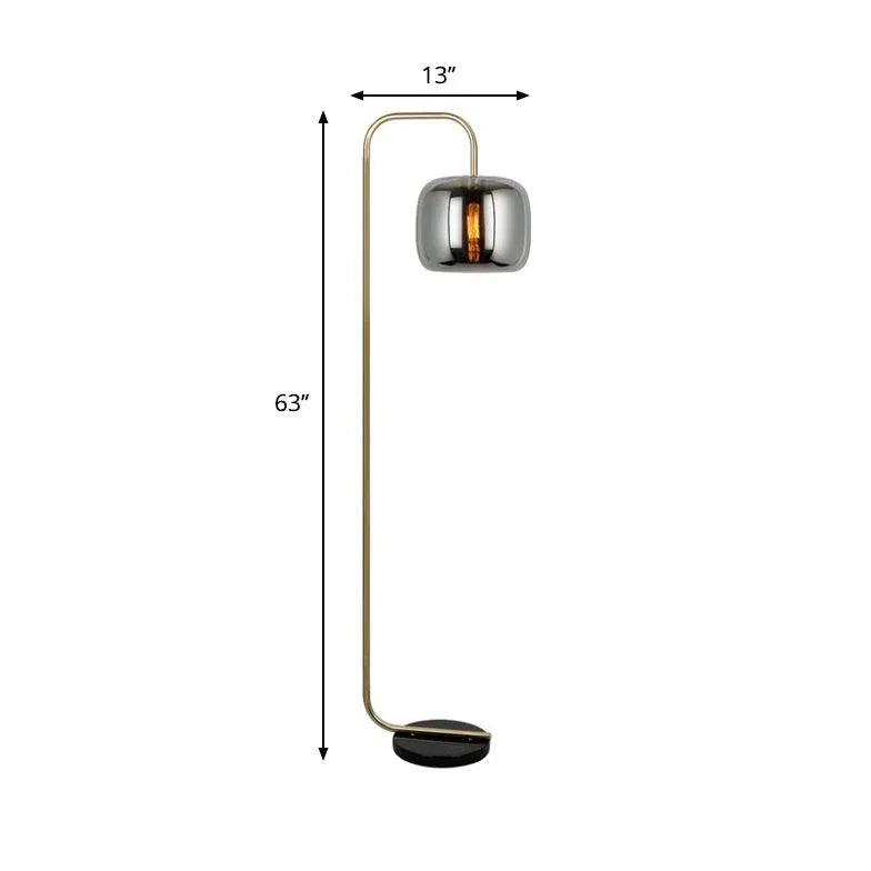 Metal Curved Glass Living Room Floor Lamp - Clowas