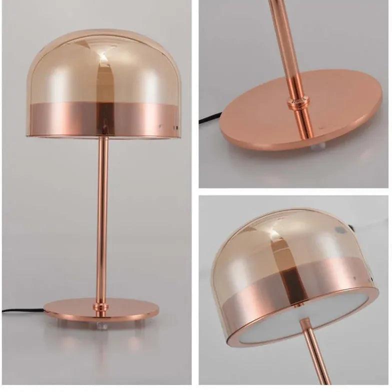 Domed Shade Metallic Gloss Minimalist Table Lamp - Clowas