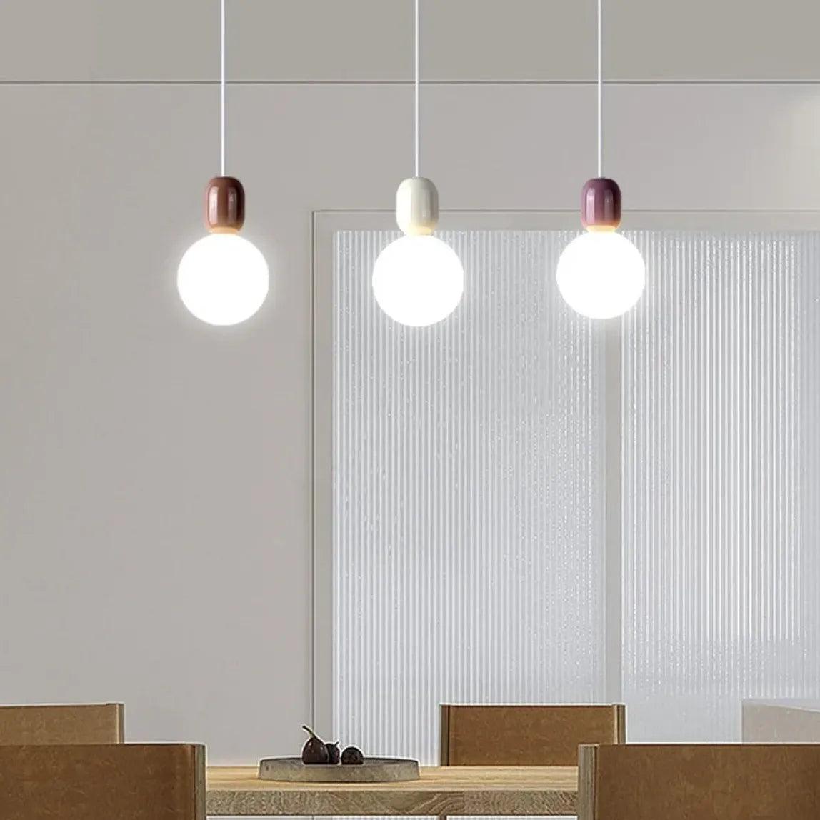 Spherical Glass Bedroom Colored Pendant Light - Clowas