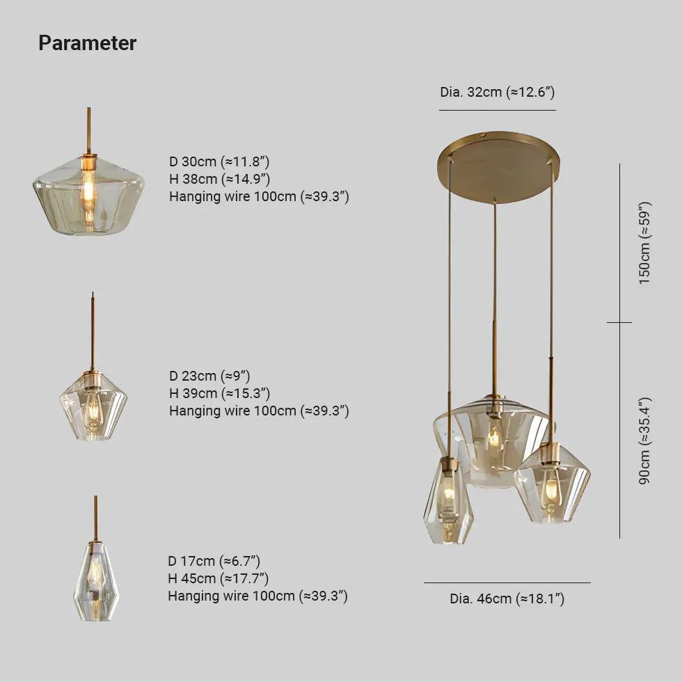Polygonal Clear Glass Industrial Pendant Light - Clowas