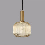 Vertical Striped Vintage Green Glass Pendant Light - Clowas
