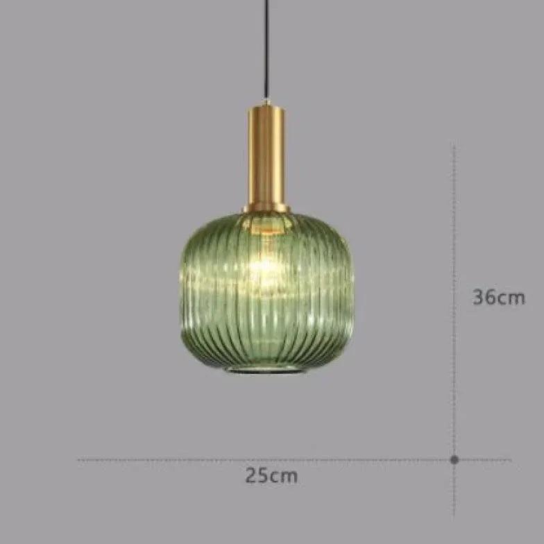 Vertical Striped Vintage Green Glass Pendant Light - Clowas