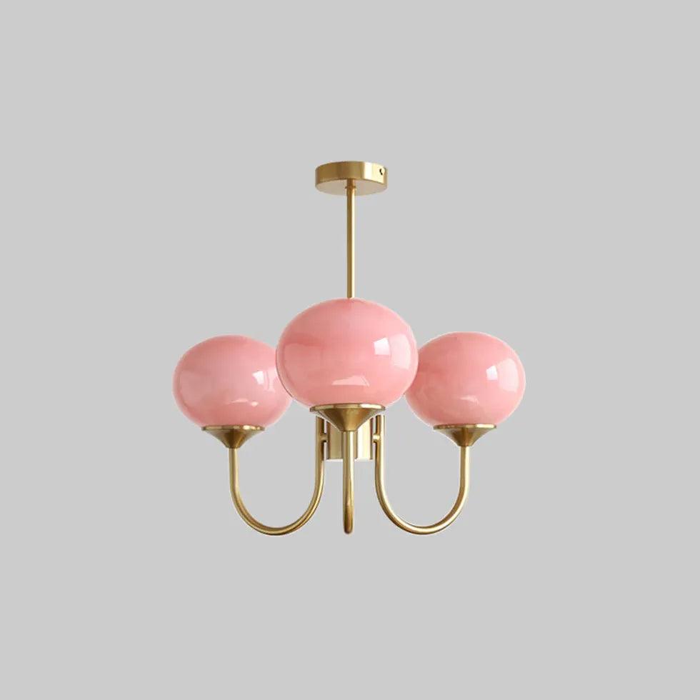 Pink Globe Glass Minimalist Chandelier - Clowas