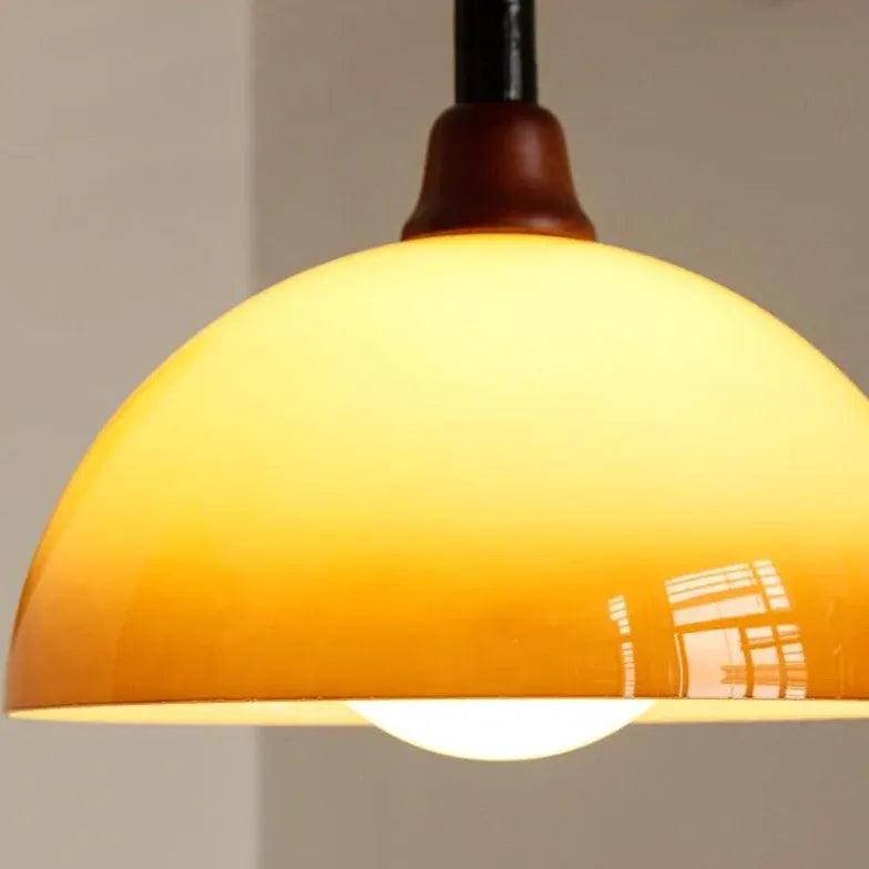 Brown Vintage Half-Sphere Living Room Pendant Light - Clowas
