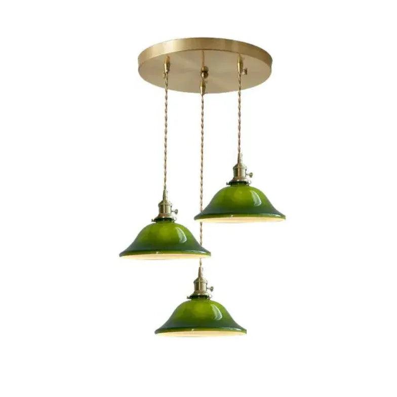 Green Vintage Glass Living Room Pendant Light - Clowas