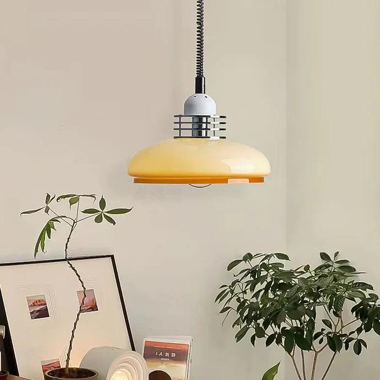 Amber Glass Adjustable Length Vintage Pendant Light - Clowas