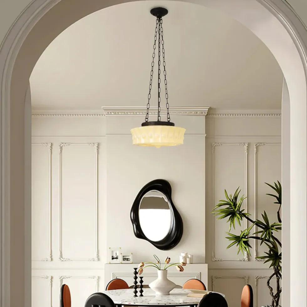 Milky White Round Vintage Glass Pendant Light - Clowas