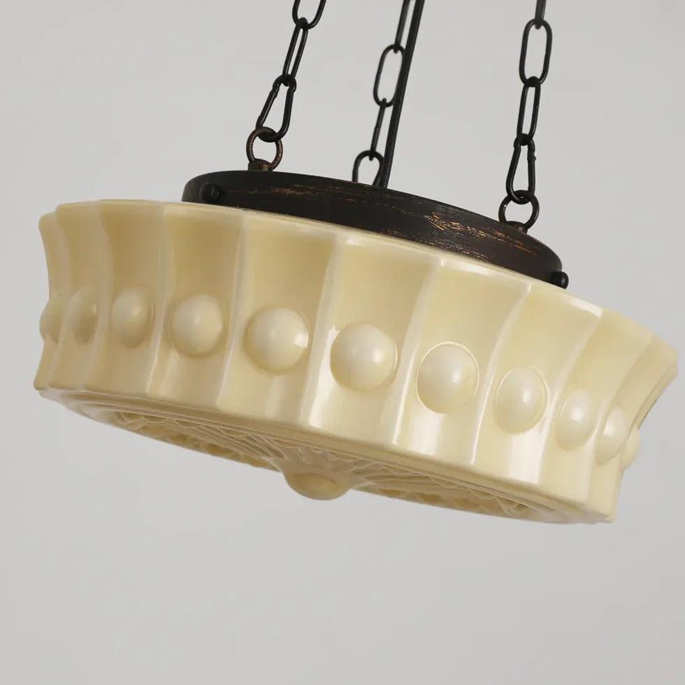 Milky White Round Vintage Glass Pendant Light - Clowas