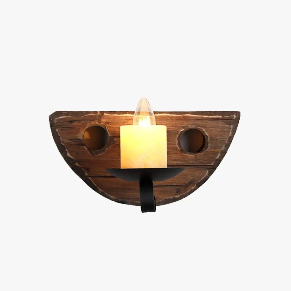 Half Smile Candle Wood Vintage Wall Lights - Clowas