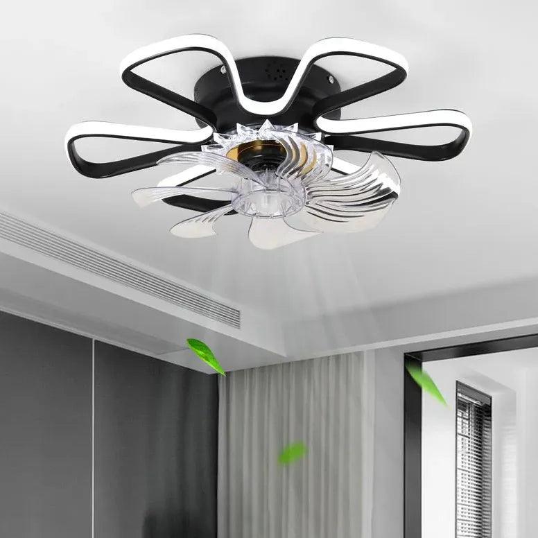 Flower-Shaped Modern LED Fan Pendant Light - Clowas