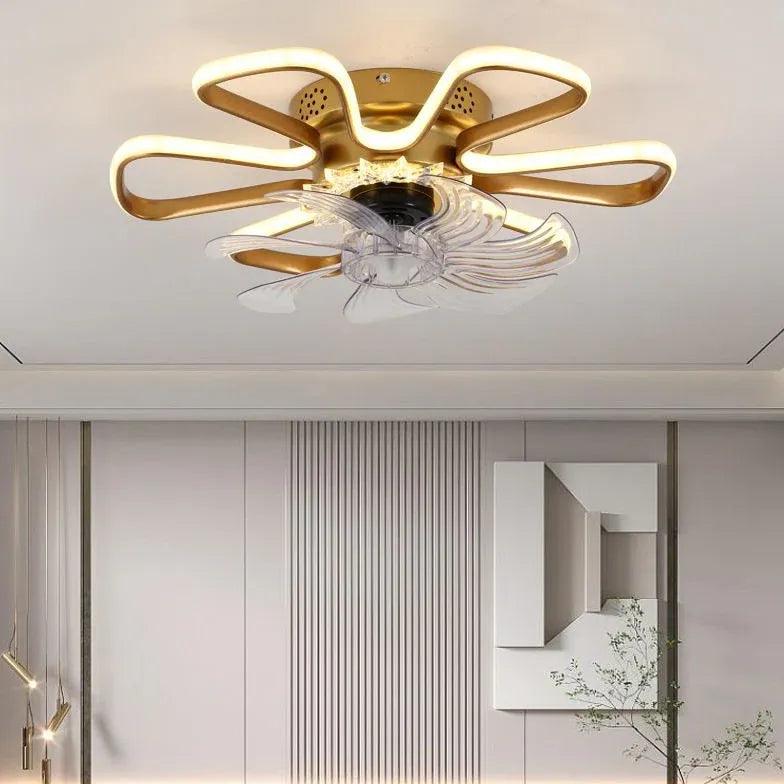 Flower-Shaped Modern LED Fan Pendant Light - Clowas