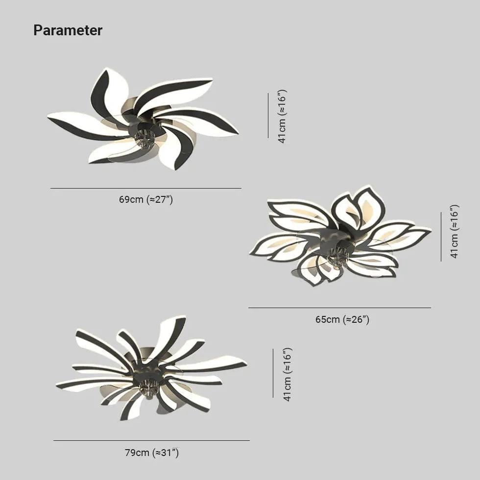 Luxury Flower-Shaped LED Modern Ceiling Fan Light - Clowas