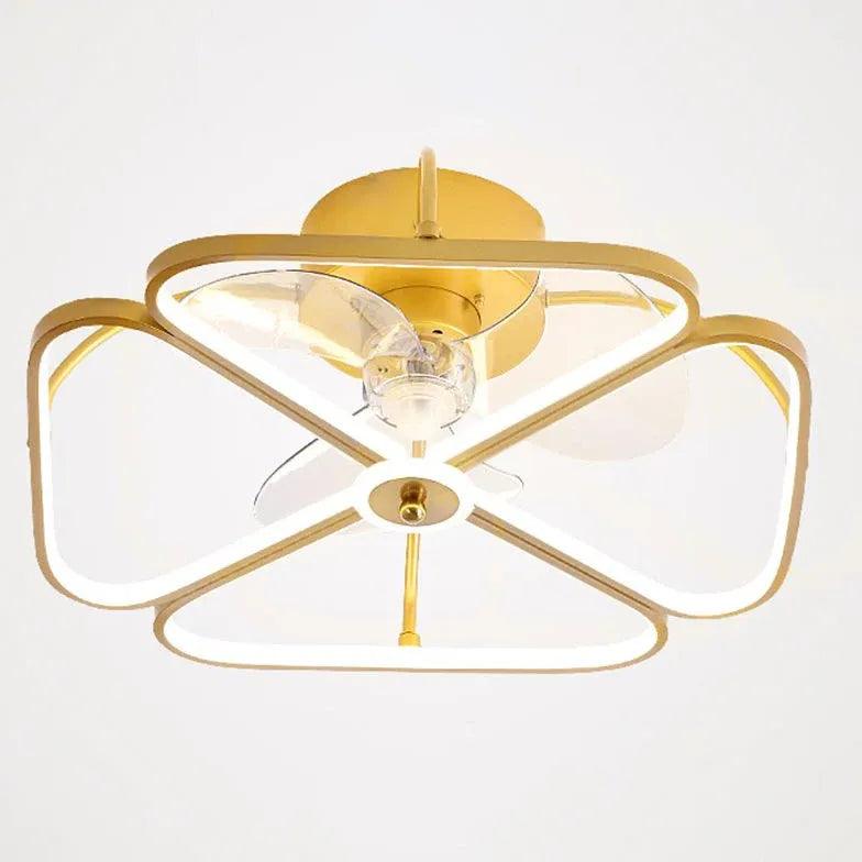 Flower Shaped Gold LED Fan Pendant Light - Clowas