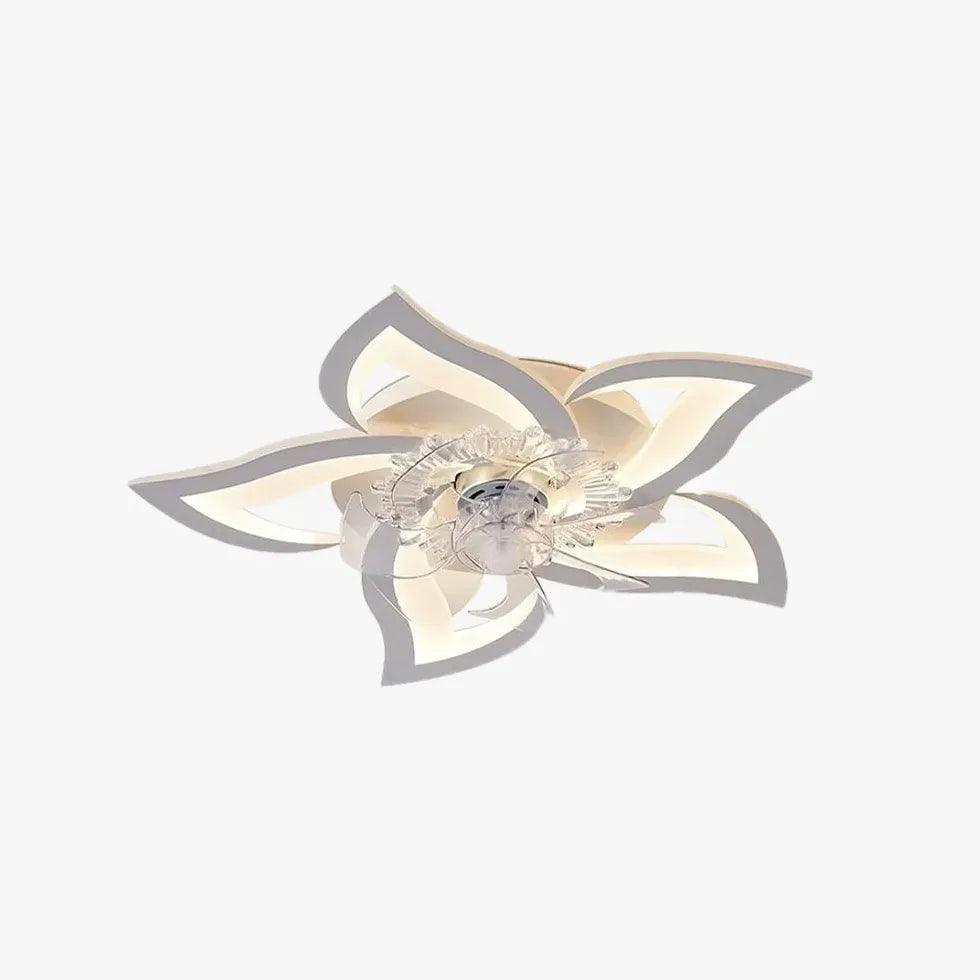 Flower-Shaped White LED Bedroom Ceiling Fan Light - Clowas