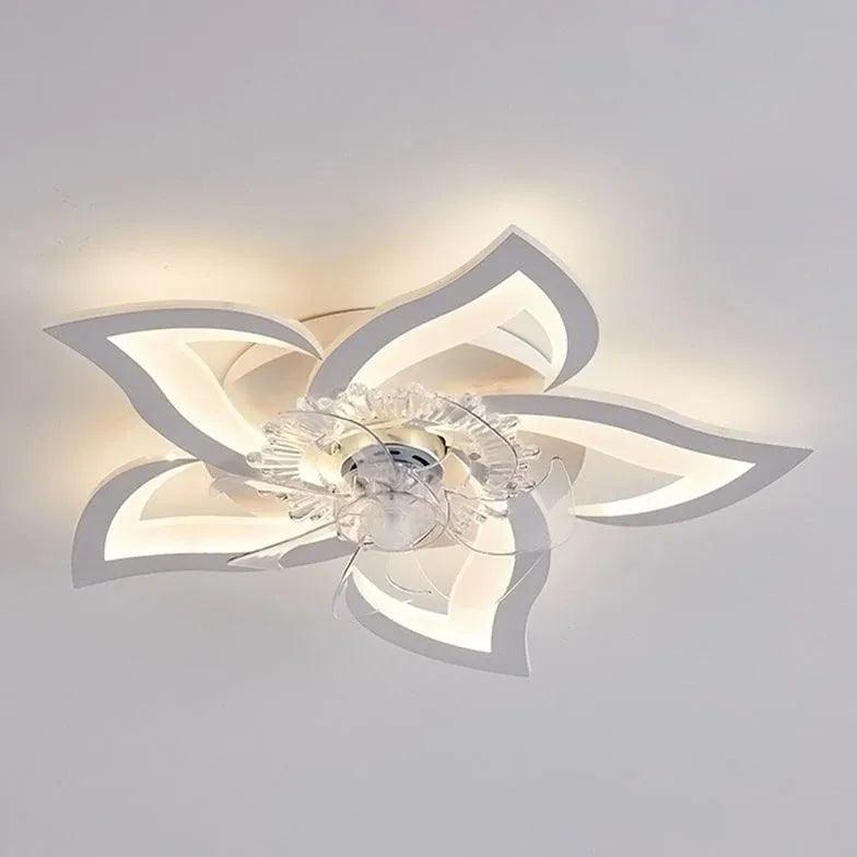 Flower-Shaped White LED Bedroom Ceiling Fan Light - Clowas