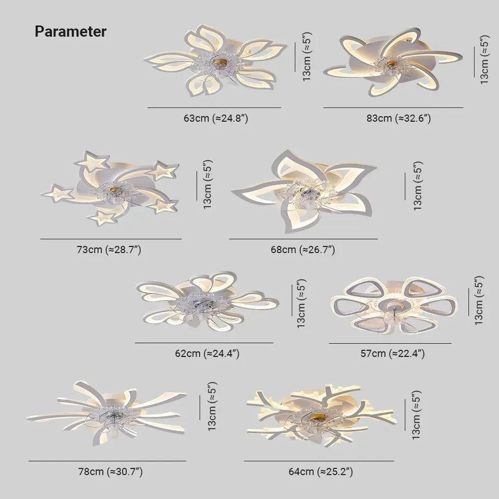 Flower-Shaped White LED Bedroom Ceiling Fan Light - Clowas