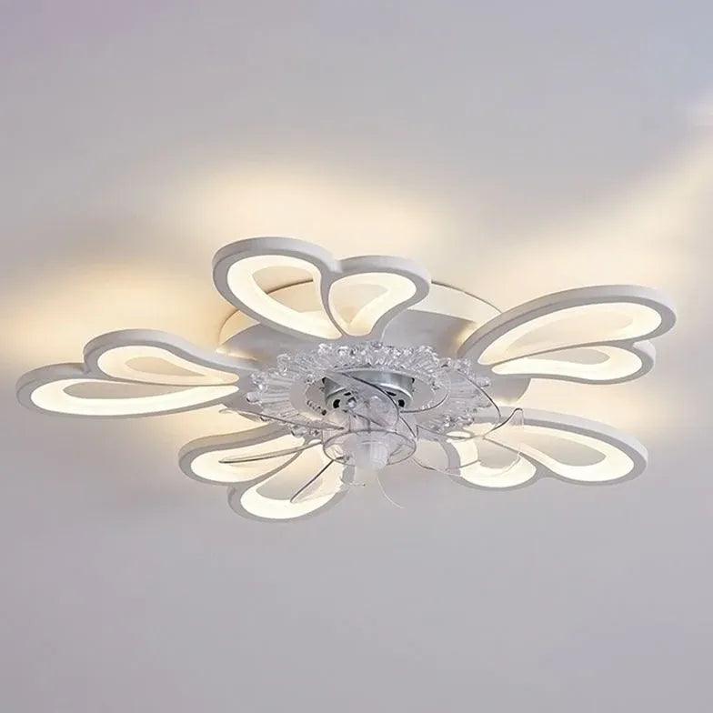 Flower-Shaped White LED Bedroom Ceiling Fan Light - Clowas