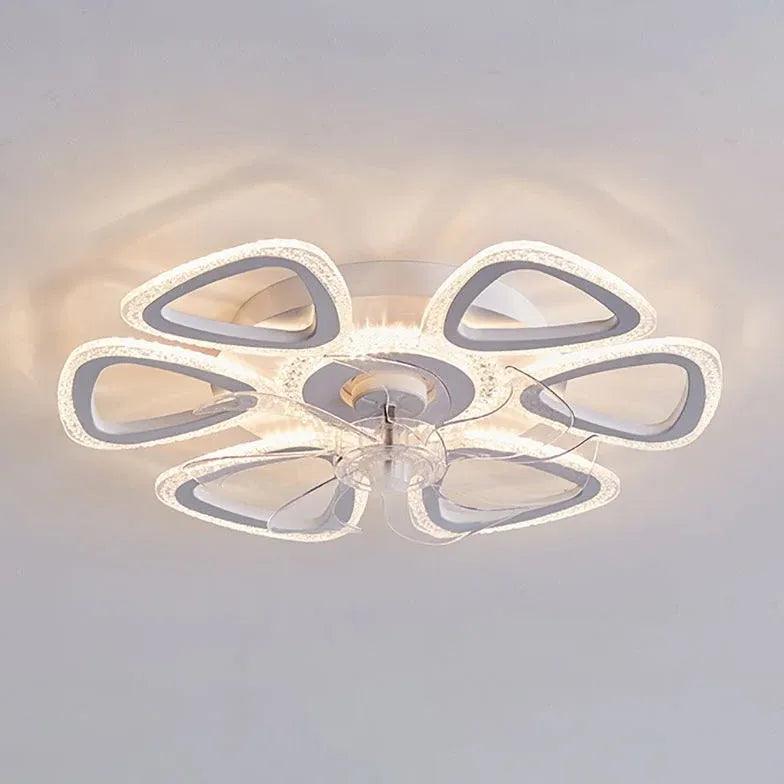Flower-Shaped White LED Bedroom Ceiling Fan Light - Clowas