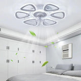 Flower-Shaped White LED Bedroom Ceiling Fan Light - Clowas