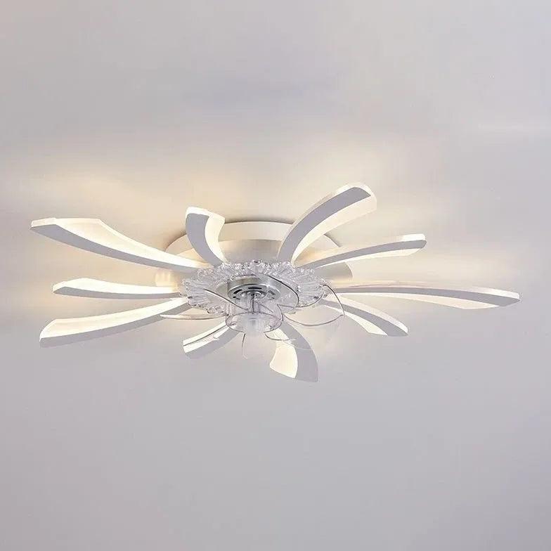 Flower-Shaped White LED Bedroom Ceiling Fan Light - Clowas