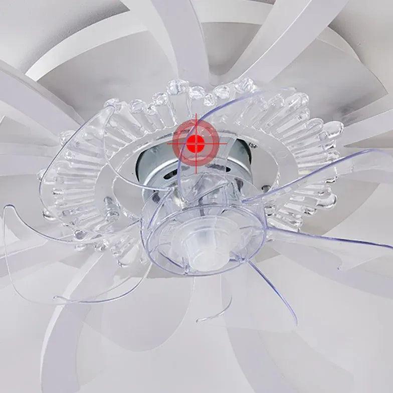 Flower-Shaped White LED Bedroom Ceiling Fan Light - Clowas