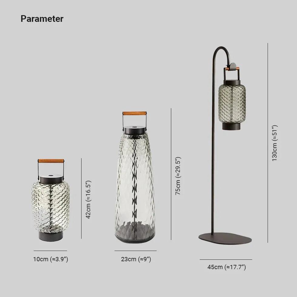 Handle Textured Glass Lantern Outdoor Floor lamps - Clowas