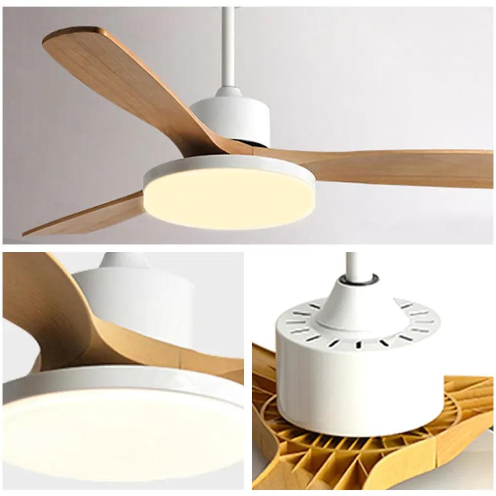 Faux Wood White Bedroom Fan Light - Clowas