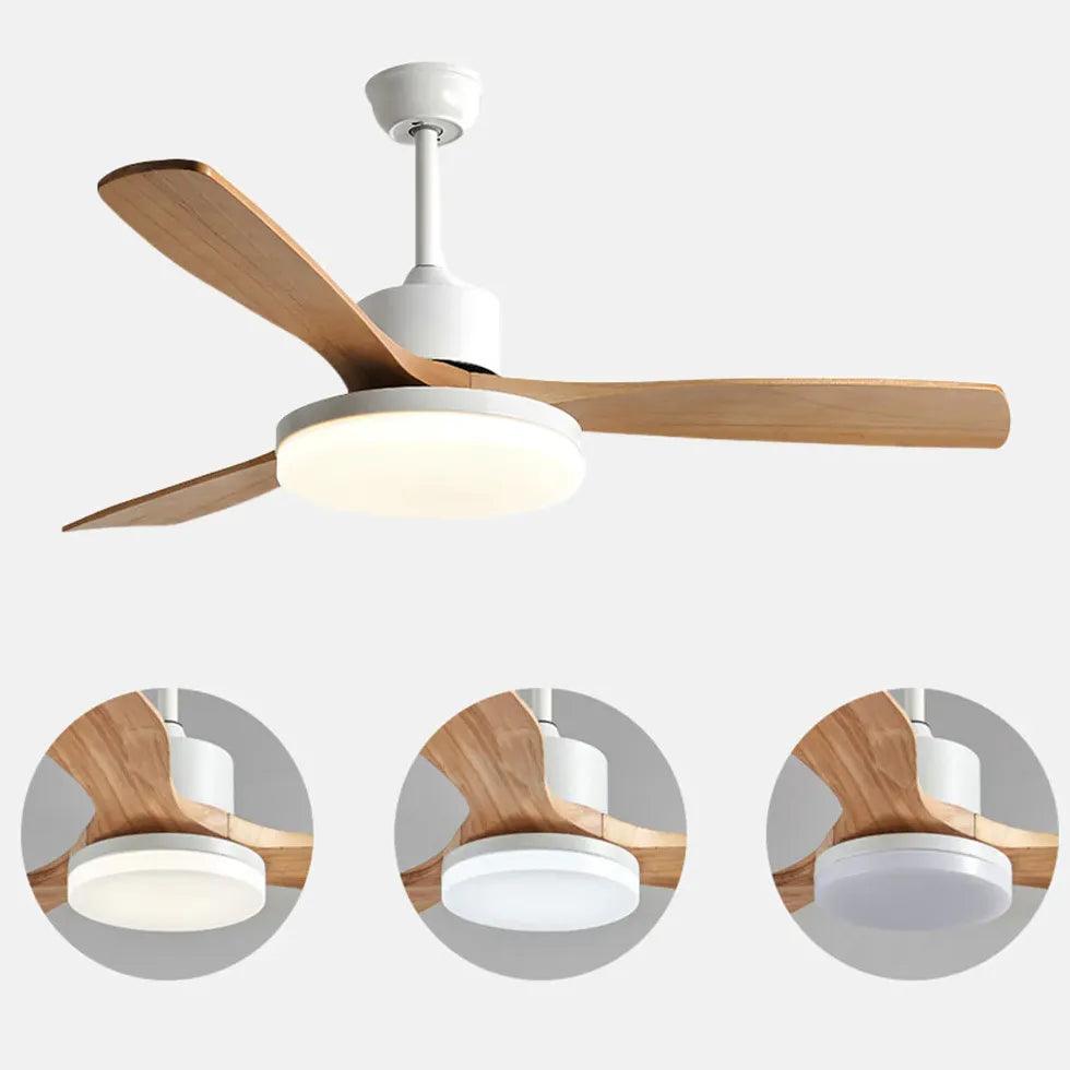 Faux Wood White Bedroom Fan Light - Clowas