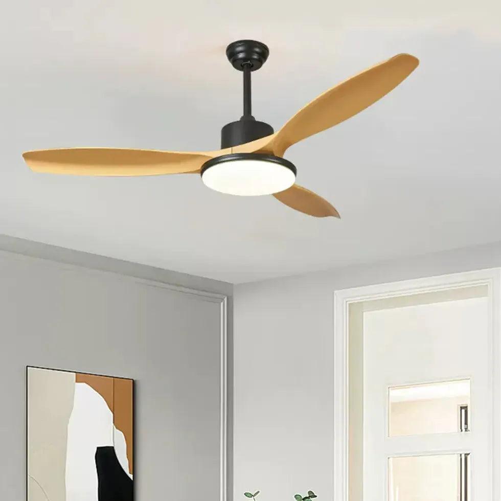 Faux Wood Modern Living Room Fan Light - Clowas