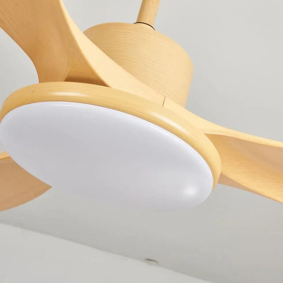 Faux Wood Modern Living Room Fan Light - Clowas