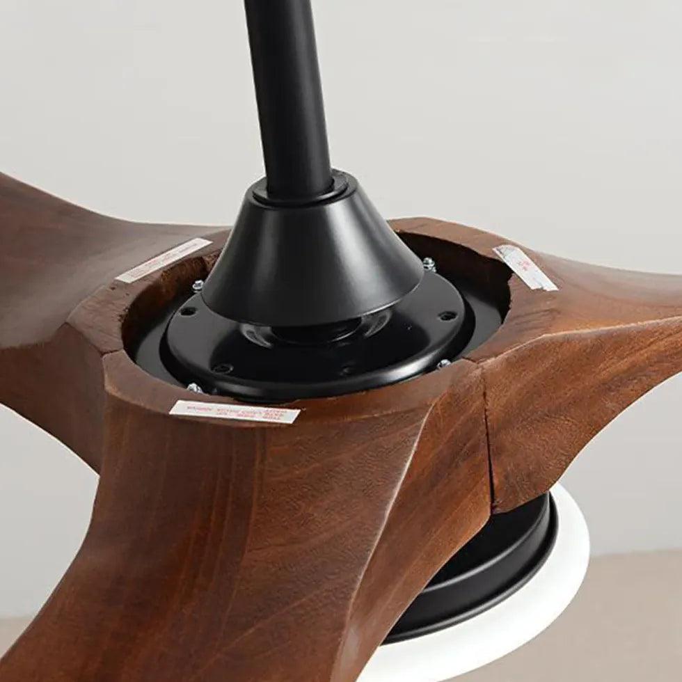 Wood Black Industrial Living Room Fan Light - Clowas