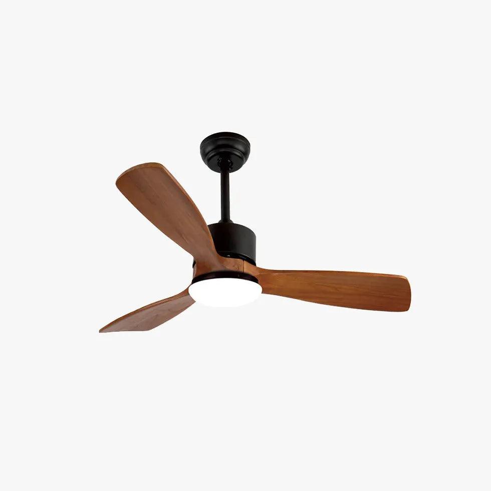 Wooden Tri-blade Walnut Color Ceiling Fan Light - Clowas