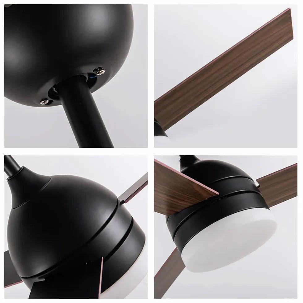 Black Modern Living Room Fan Light - Clowas
