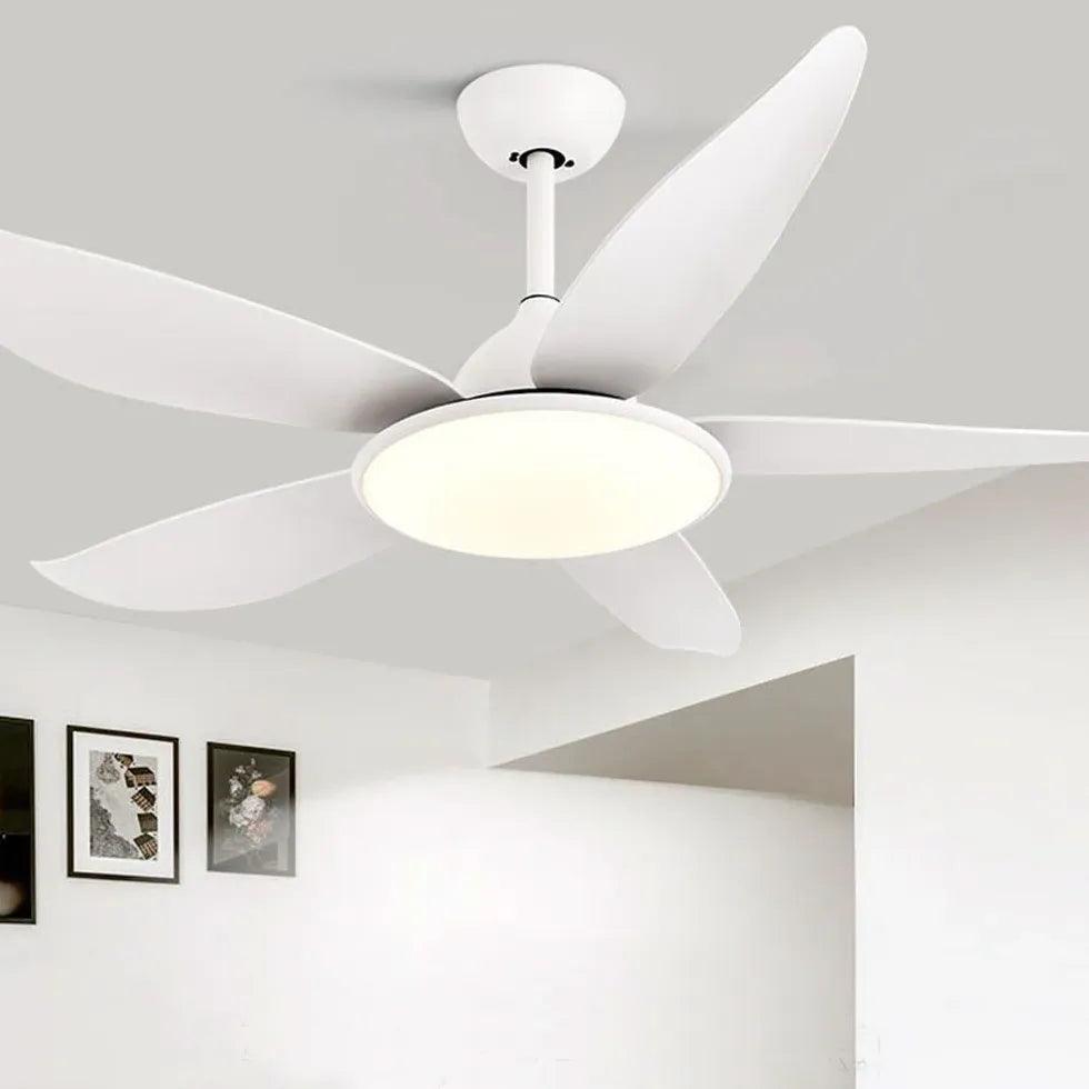 Streamlined White Modern Living Room Fan Light - Clowas
