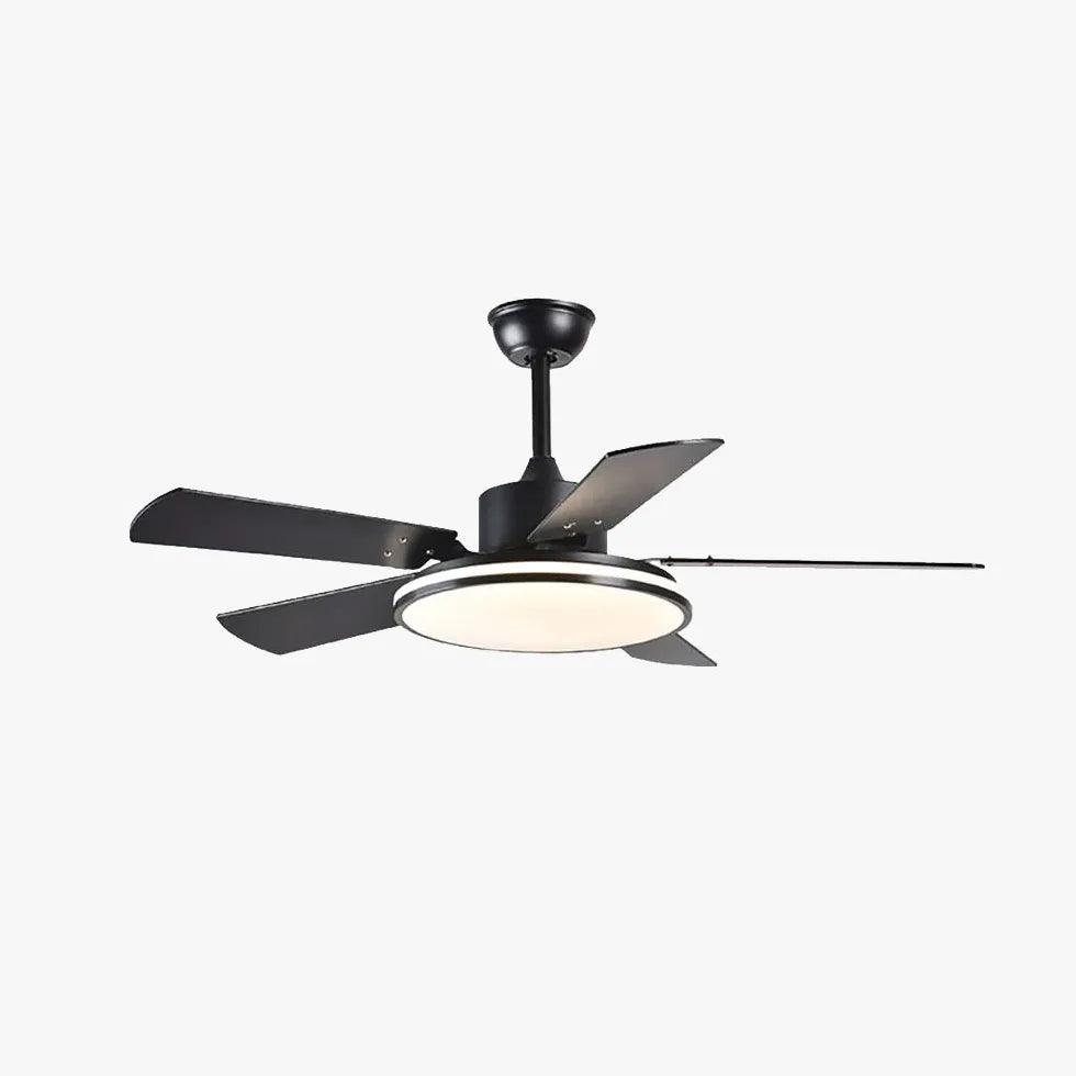 Metal Black Modern Living Room Ceiling Fan Light - Clowas