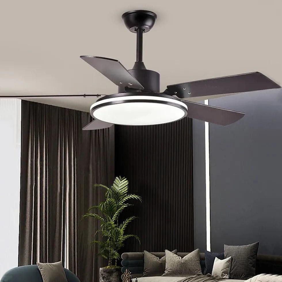 Metal Black Modern Living Room Ceiling Fan Light - Clowas