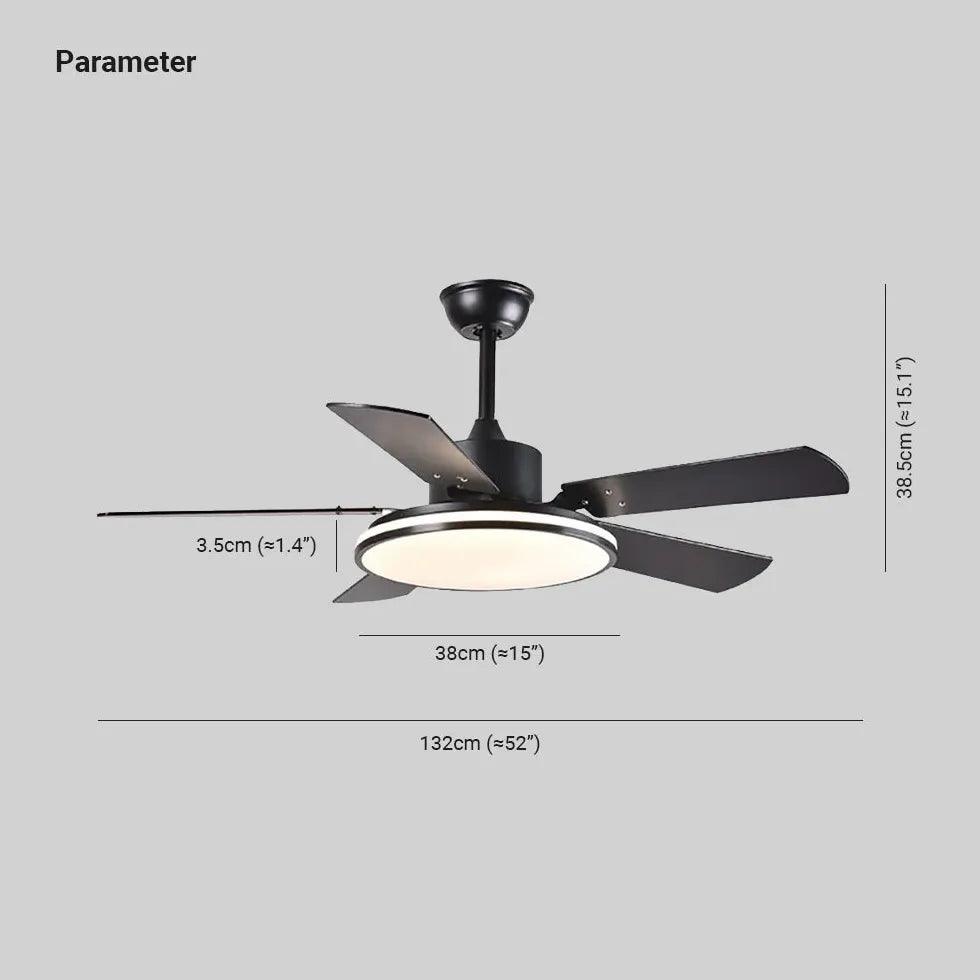 Metal Black Modern Living Room Ceiling Fan Light - Clowas